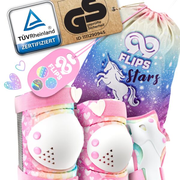 99FLIPS Kinder Schonerset 6-teilig – TÜV Rheinland zertifiziert mit Einhorn Tasche