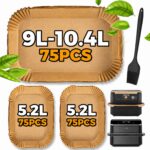 Pietuley 225er Backpapier-Set für Ninja AF500EU & Cosori – Heissluftfritteuse Zubehör