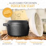 KRUSTENZAUBER 26cm Gusseisen Brottopf mit Gärkorb – Komplettes Brotbackset – Bild 3