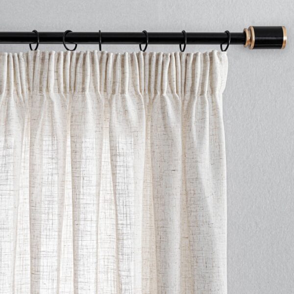 MYSKY HOME Leinen Gardinen 2er Set 245x140 cm – Halbtransparente Vorhänge mit Kräuselband