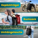 Valkental 3in1 Fahrradtasche 25L – Gepäckträger, Rucksack & Umhängetasche in einem – Bild 2