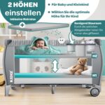 Kidiz Babybett Reisebett 120x60 cm mit Wickelauflage, Moskitonetz & Tragetasche – Bild 4