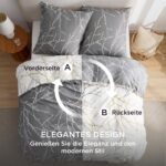 BEDSURE Bettwäsche 135x200 4teilig – Mikrofaser Wendebettwäsche mit Reissverschluss Grau – Bild 3