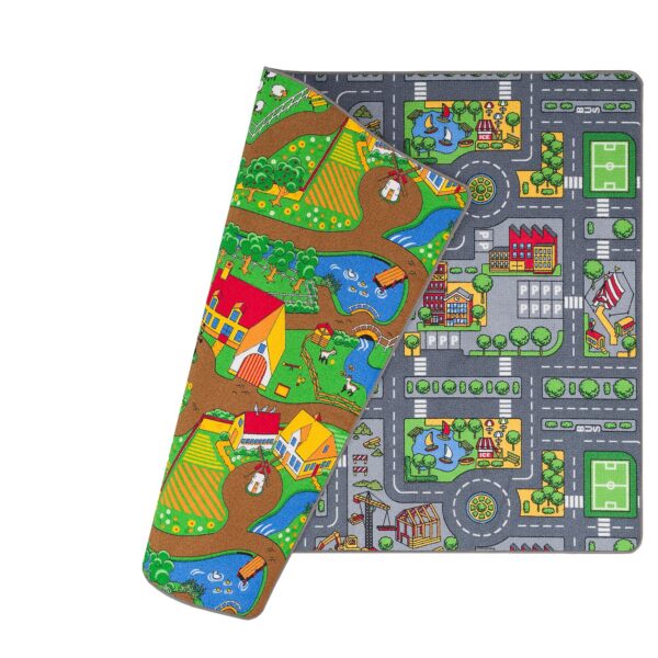 Pergamon Spielteppich beidseitig mit Strassenmotiven – Kinder Teppich für Kinderzimmer