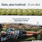 TRINORDIC Ultraleichte Aufblasbare Isomatte 550g mit Kissen – Campingmatte für Wandern – Bild 7