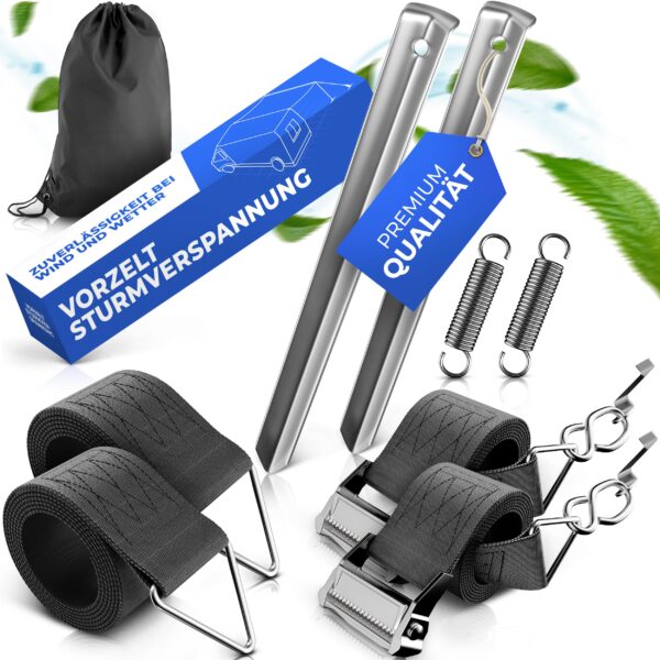 LAINFELD Sturmband-Set für Thule Omnistor – Sturmsicherung mit 35cm Heringen & Ankerplatte