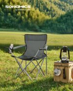 SONGMICS 2er Set Campingstuhl mit Armlehnen & Getränkehalter – 120 kg Tragkraft – Bild 2