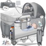 Kidiz Babybett Reisebett 120x60 cm mit Wickelauflage, Moskitonetz & Tragetasche