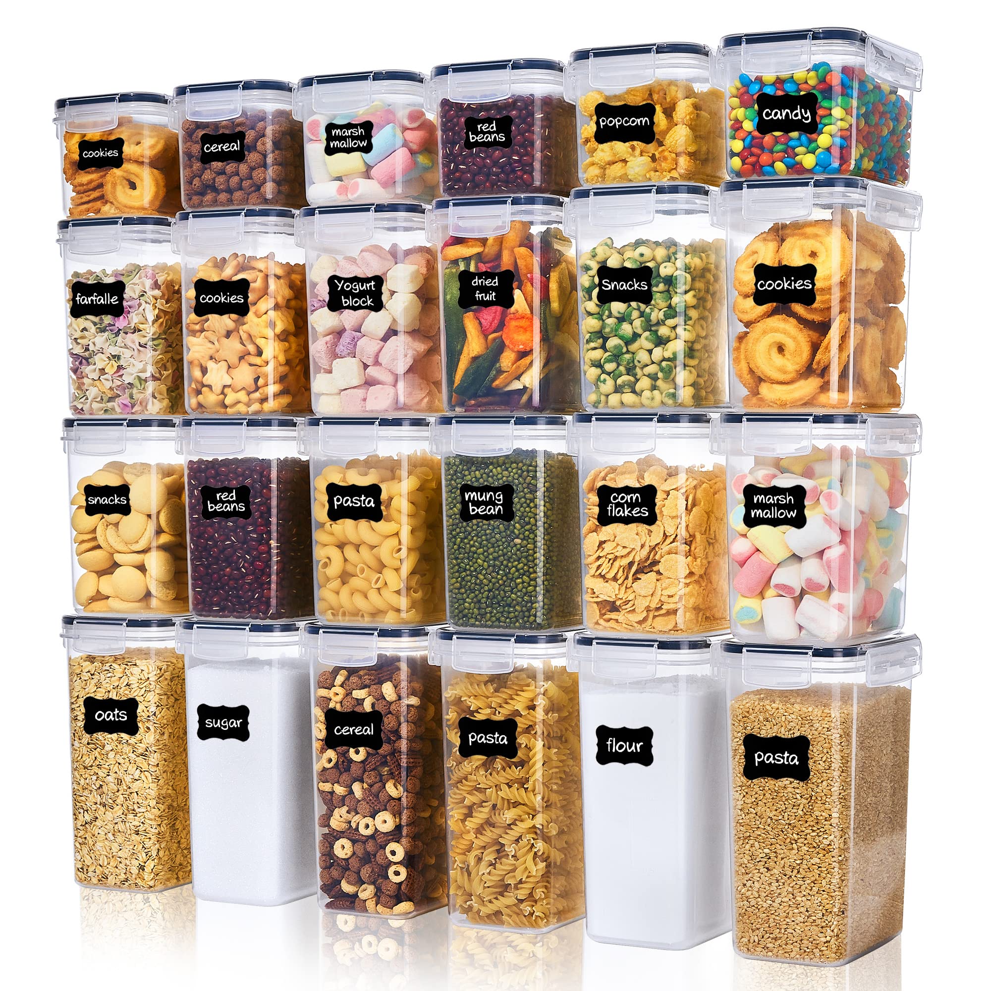 91lYP7D4z5L._SY2000_.jpg Vtopmart 24er Vorratsdosen-Set mit luftdichten Deckeln – BPA-frei & stapelbar – Bild 1