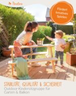 PINOLINO Nicki 4er Kindersitzgruppe aus Massivholz – Picknicktisch für Garten – Bild 5