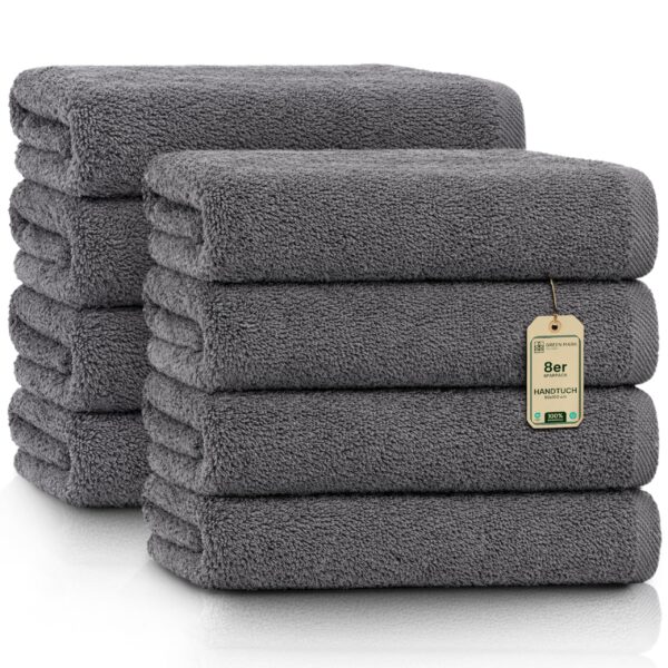 NatureMark 8er Handtuch-Set 50×100 cm – 100% Baumwolle, Premium Qualität für Bad & Spa