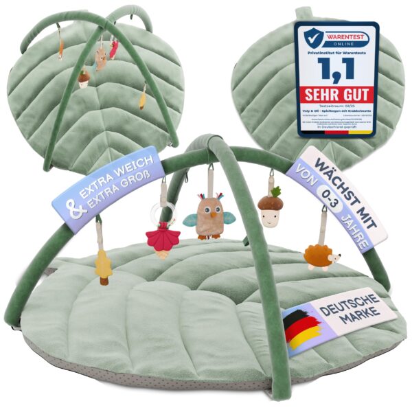 Valy & Oli Spielbogen Baby XXL – Höhenverstellbar mit 5 Sensorischen Spielzeugen