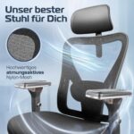 CLOUVOU CleverSeat Ergonomischer Bürostuhl 150 kg – Testsieger mit 4D Armlehnen – Bild 7