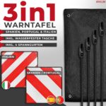 ATHELON 3in1 Warntafel Italien, Spanien & Portugal – Reflektierendes Warnschild mit Spanngurten – Bild 2