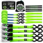 StarLeaparts Spanngurte 4er Set 25mm x 4m – 900kg Bruchfestigkeit mit Ratsche & S-Haken