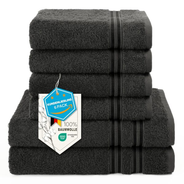 Hammetex Handtücher Set 6-teilig – 100% Baumwolle, OEKO-TEX zertifiziert, saugstark