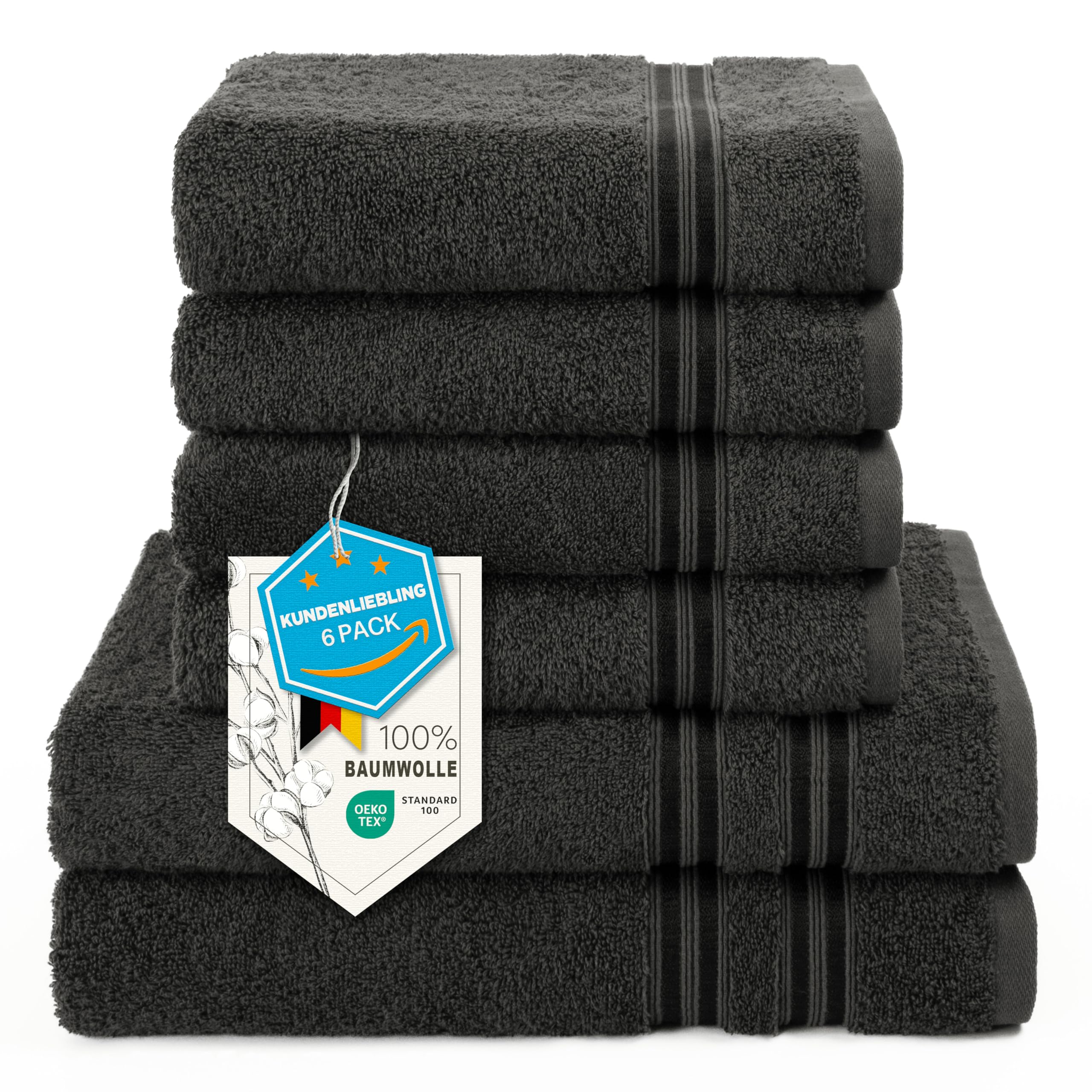 91wgcibamfL._SY2560_.jpg Hammetex Handtücher Set 6-teilig – 100% Baumwolle, OEKO-TEX zertifiziert, saugstark – Bild 1