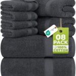 Utopia Towels 8er Set – Premium Baumwolle Handtücher mit Aufhänger Grau