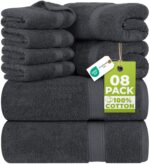 Utopia Towels 8er Set – Premium Baumwolle Handtücher mit Aufhänger Grau
