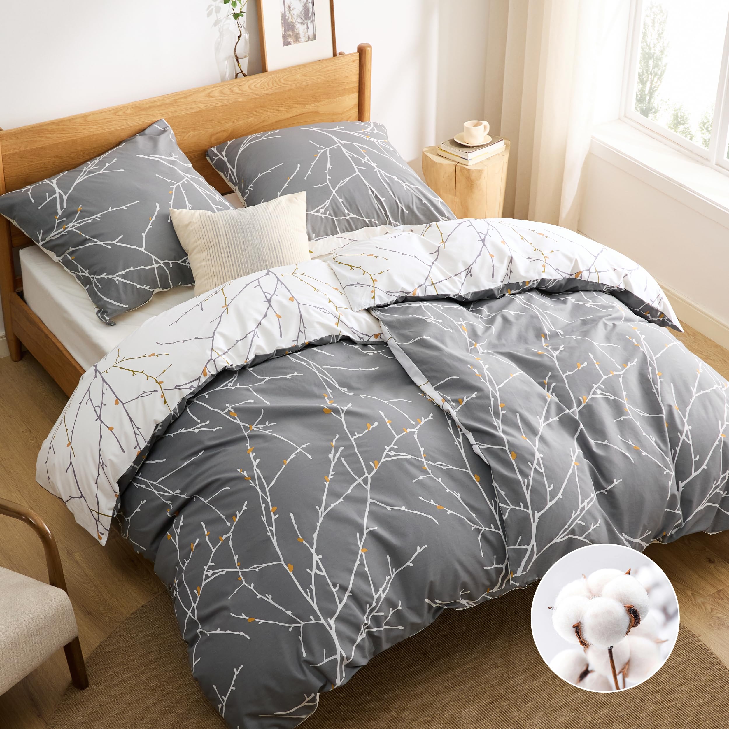 91zXQpQS-AL._SY2500_.jpg BEDSURE Bettwäsche 135x200 cm Baumwolle 4teilig – Allergiker-gerecht mit Reissverschluss – Bild 1