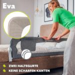 Lionelo Eva Bettgitter 150 cm – Sicheres Rausfallschutz Kinderbett mit 180° Klappfunktion – Bild 3