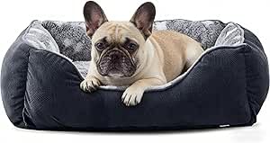 FURTIME Hundebett 51x48cm mit Plüsch & Baumwolle – Weiches Hundekörbchen für kleine Hunde