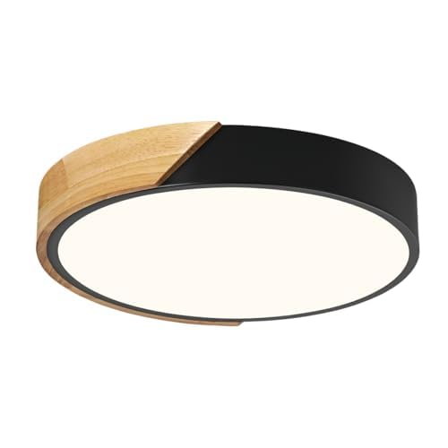 Qamra LED Deckenleuchte 30cm mit Holzdesign – Moderne Neutralweiss-Lampe für Wohnräume