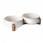 LE TAUCI Keramik Hundenapf-Set mit Akazienholzständer – 430 ml für Welpen & Katzen – Bild 10