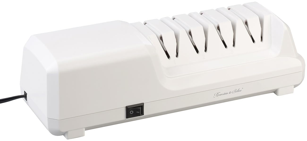 Rosenstein & Söhne Elektrischer Profi-Diamant-Messerschärfer – 4 Schleif-Stufen, 18 Watt