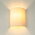 Licht-Erlebnisse Wandleuchte Weiß Creme mit Stoffschirm – Up Down Leuchte E27 für Schlafzimmer & Wohnzimmer