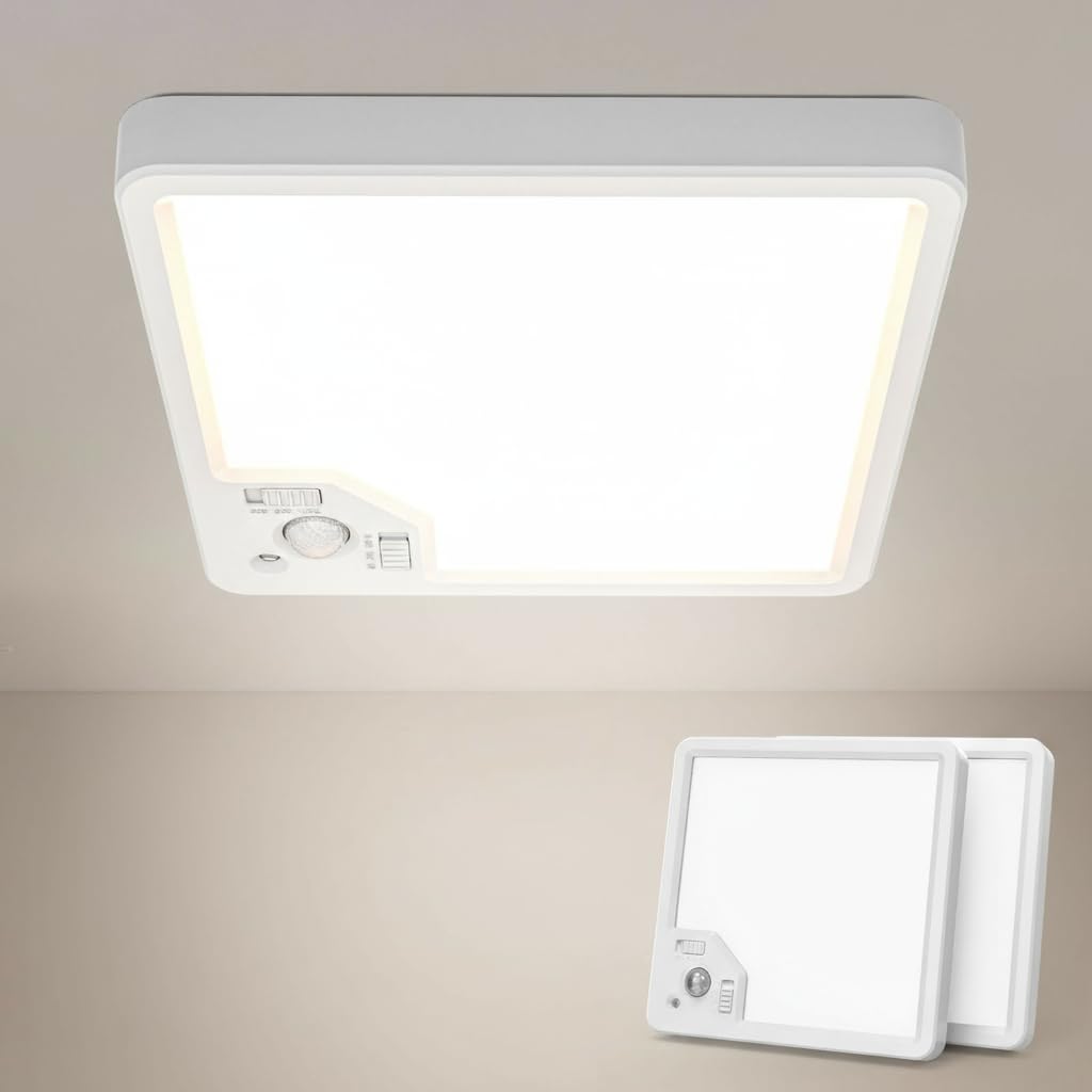 2x AmazeFun LED-Deckenleuchte 18W mit Bewegungsmelder – 1800 Lumen für Flur & Keller