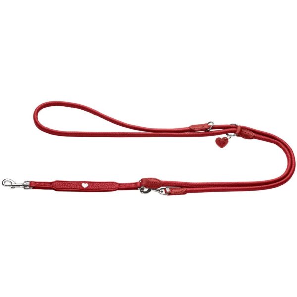 HUNTER Round & Soft Love Hundeführleine – Verstellbar bis 200 cm, Rot, Handarbeit
