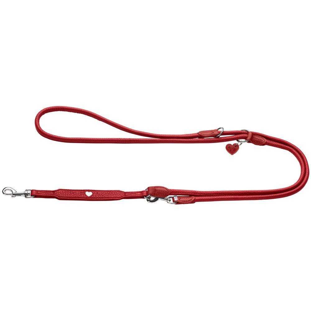 HUNTER Round & Soft Love Hundeführleine – Verstellbar bis 200 cm, Rot, Handarbeit