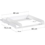 WOLTU Wickelaufsatz 80 x 74,5 cm aus MDF mit Trennfach – Sicherer Wickeltisch Aufsatz in Weiss – Bild 3