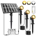 MEIKEE Solar-Strahler 3er Set mit Fernbedienung – IP66 Gartenbeleuchtung mit Timer & 3 Farbtemperaturen