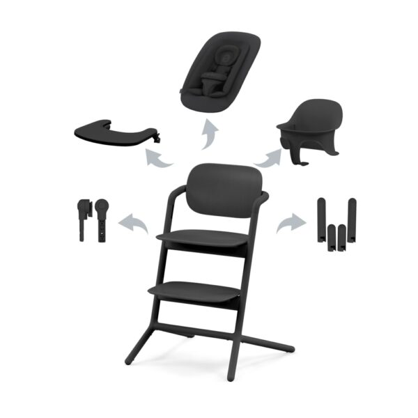 CYBEX Gold LEMO 4in1 Hochstuhl – Mitwachsend von Geburt bis 99 Jahre in Stunning Black