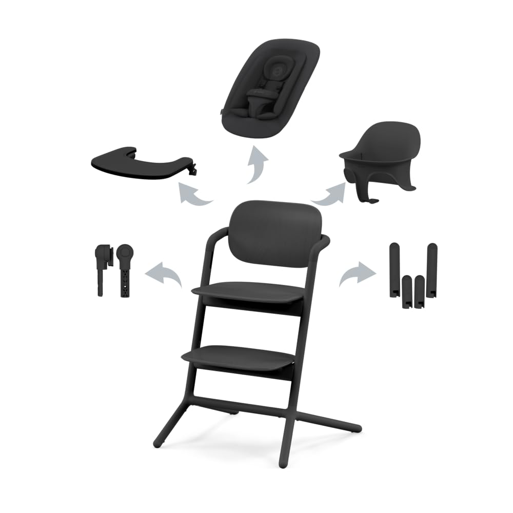 CYBEX Gold LEMO 4in1 Hochstuhl – Mitwachsend von Geburt bis 99 Jahre in Stunning Black