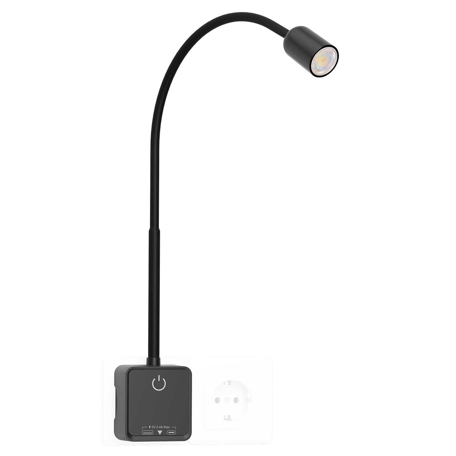 PRINCEWAY LED Wandleselampe Dimmbar mit USB-Ladefunktion – Steckdosenlampe für Schlafzimmer