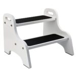 StrongTek 2-Stufen Tritthocker Holz mit Griffen – 150 kg Belastbarkeit für Kinder