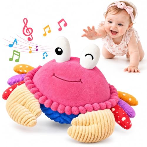 SAIMAND Musikalische Krabbe – Krabbelspielzeug mit Aufnahmefunktion & 40 Melodien für Babys 6-12 Monate