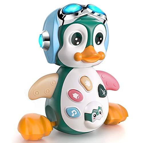 MOONTOY Pinguin Musikspielzeug ab 10 Monaten – Lernspielzeug mit Licht & Sound für Babys