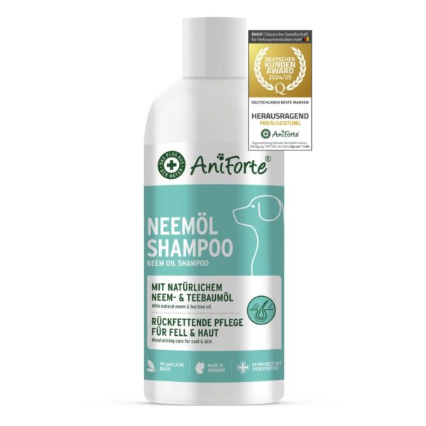 AniForte Neemöl Shampoo 500ml – Hundeshampoo gegen Juckreiz & Parasiten für alle Rassen