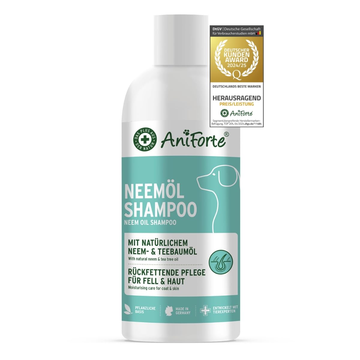 AniForte Neemöl Shampoo 500ml – Hundeshampoo gegen Juckreiz & Parasiten für alle Rassen
