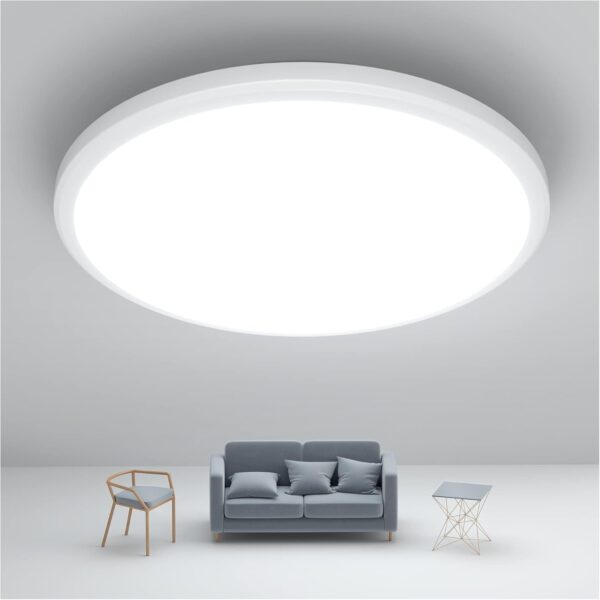 JONMONSM LED-Deckenleuchte Ø30cm 25W IP54 – Flache Badleuchte 2000lm 6500K
