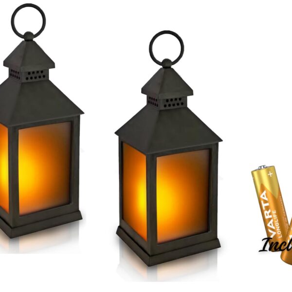 NECESITAS LED Laterne 2er Set – Flackereffekt & Batterien – Wasserfest Indoor & Outdoor
