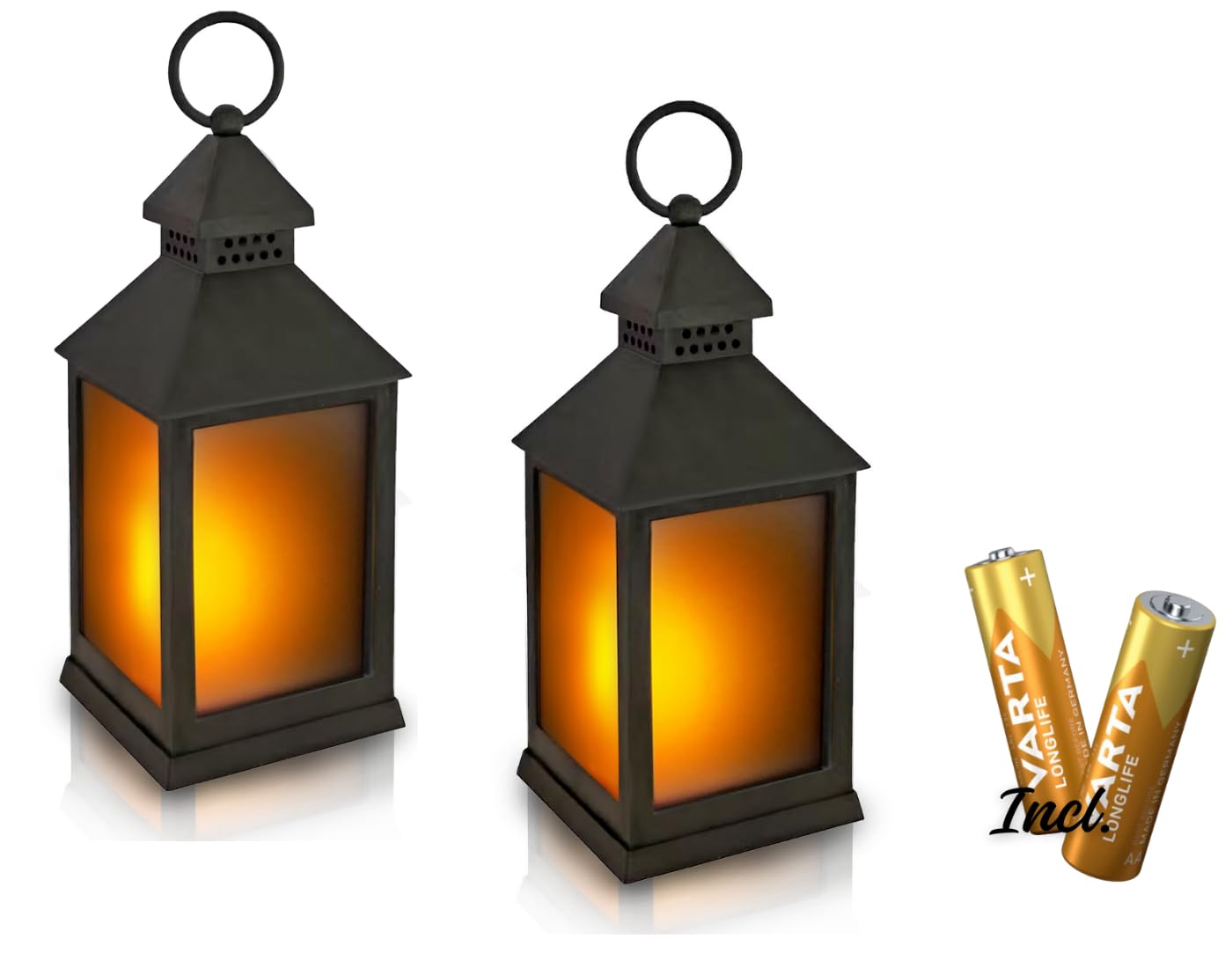 NECESITAS LED Laterne 2er Set – Flackereffekt & Batterien – Wasserfest Indoor & Outdoor