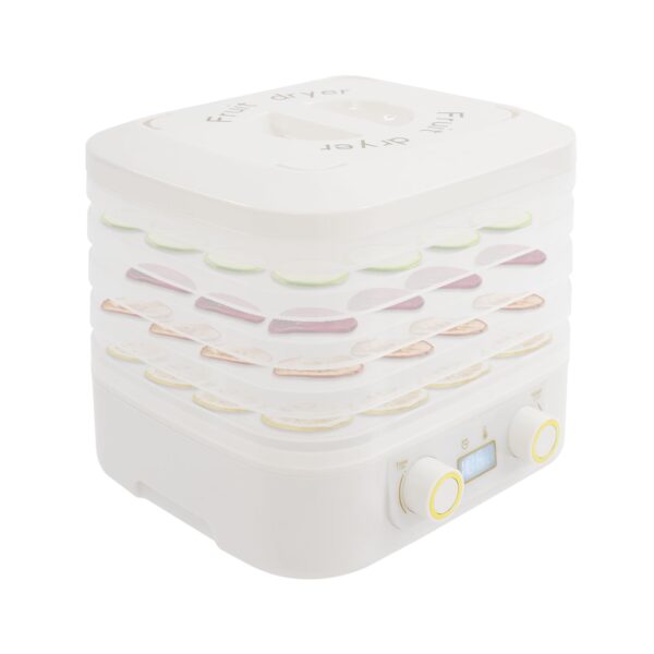 WUSRTO Dörrautomat 160W mit 5 Tabletts – Profi-Dehydrator mit 48h-Timer & LED für Obst, Fleisch, Gemüse