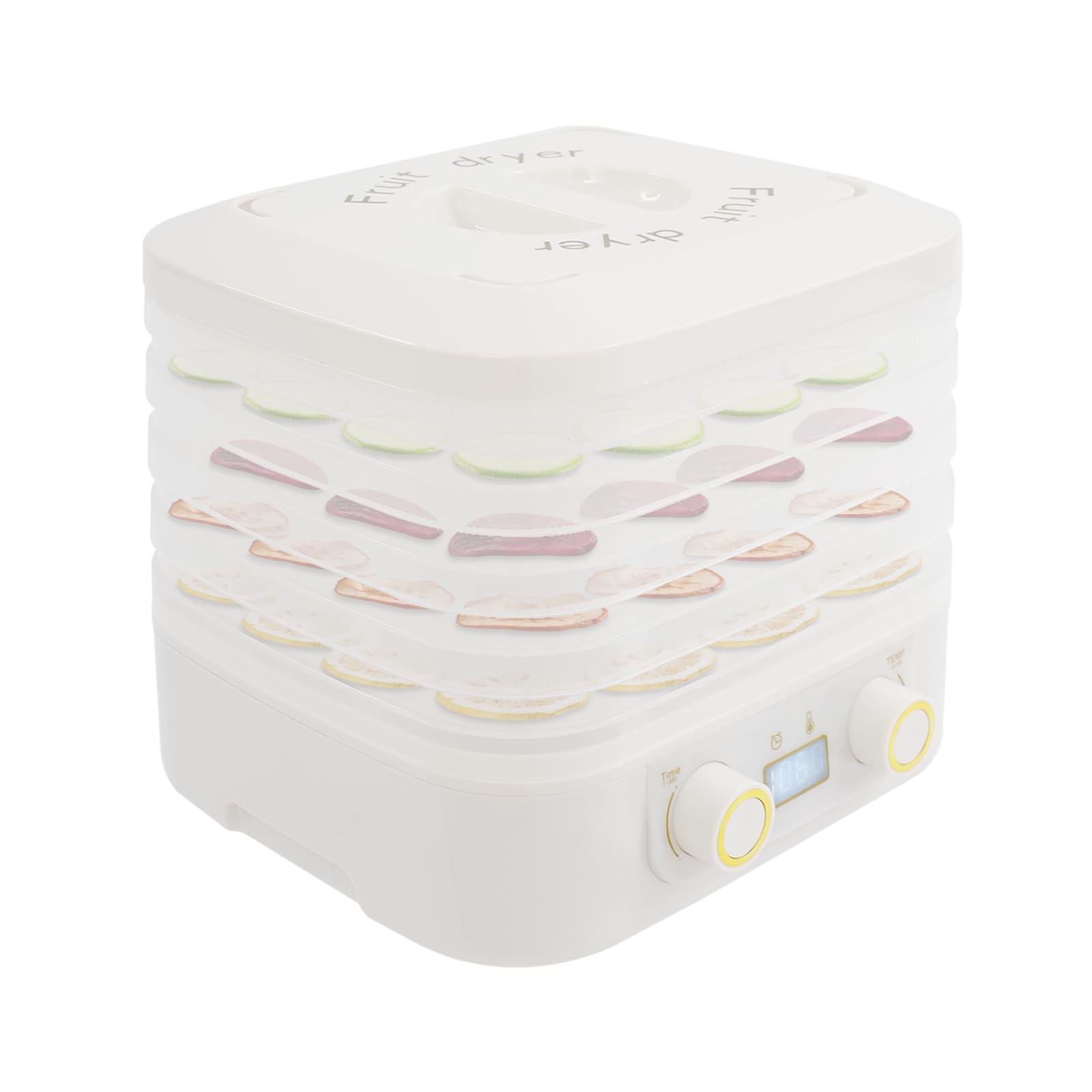 WUSRTO Dörrautomat 160W mit 5 Tabletts – Profi-Dehydrator mit 48h-Timer & LED für Obst, Fleisch, Gemüse