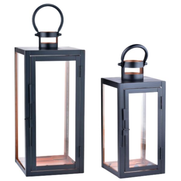 2er Set LED Laterne Marra aus Edelstahl & Glas – Moderne Gartenbeleuchtung 39 cm