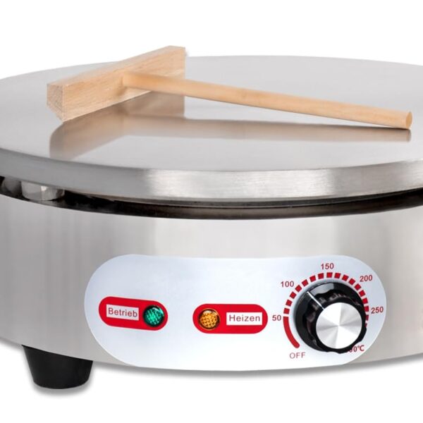 Beeketal BC40-1R Profi Crepes Maker – 400 mm Gusseisen Platte, 50-300 °C, Edelstahl